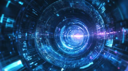 Obraz premium Abstract Digital Tunnel with Glowing Lights