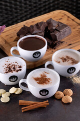 cup of coffee with chocolate and cinnamon