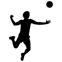 Volleyball Player Silhouette. Vector Illustration Isolated on White Background.