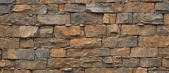 Close-up wall made small irregularly shaped stones stones A text