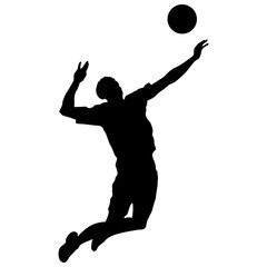 Volleyball Player Silhouette. Vector Illustration Isolated on White Background.