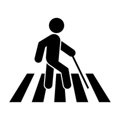 Vector illustration of Blind Man on Pedestrian Crossing icon on transparent background