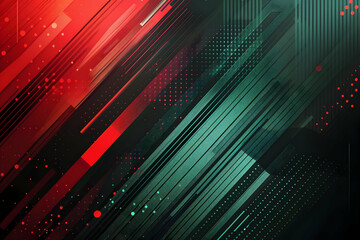 Fototapeta premium Abstract Illustration of Red and Green Diagonal Stripes on Black Background