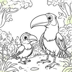 Naklejka premium Beautiful Toucan Coloring Page, Tropical Bird Colouring Design for Your Corporate Books and Business Graphic Resource or Creative Project, Ai Generative