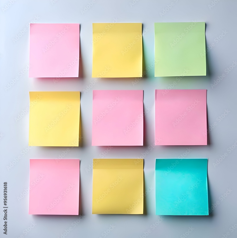 Poster a clean and simple mockup of colorful sticky notes. ideal for showcasing your designs. ideas. or mes