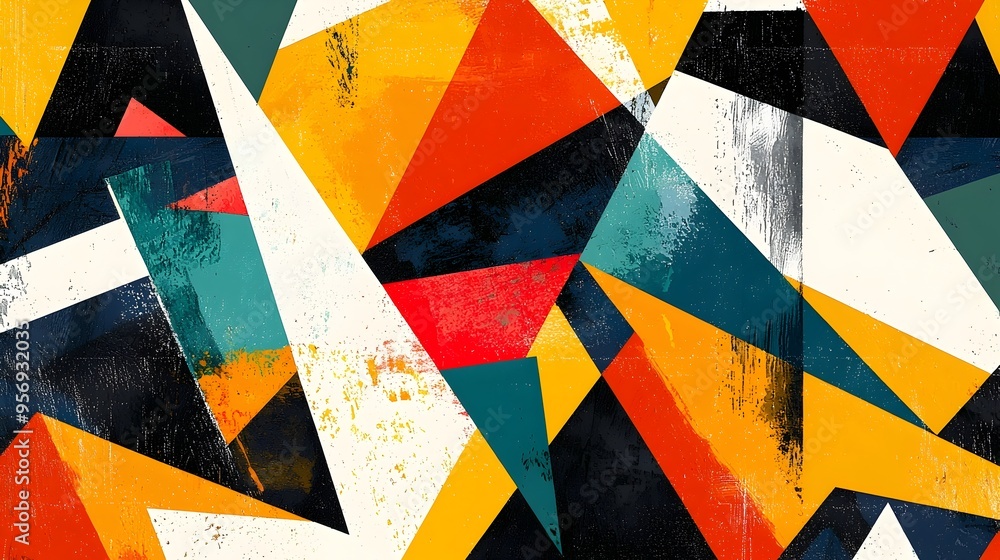 Poster bold geometric abstract patterns in contrasting colors and modern design