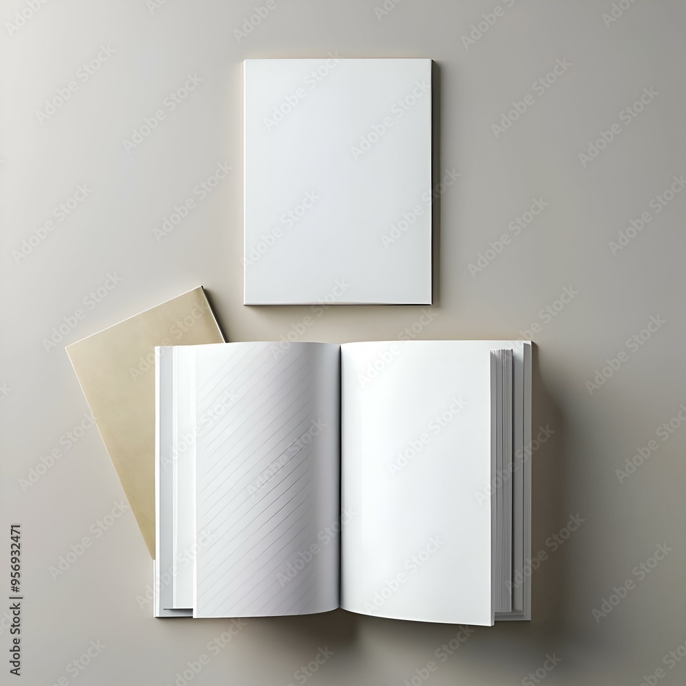 Poster clean and minimalist mockup of a blank notebook and book. perfect for showcasing your designs or add