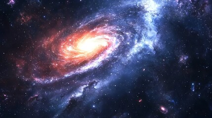 Fototapeta premium Captivating Cosmic Swirl:Vibrant Galaxy with Mesmerizing Nebulae and Distant Stars