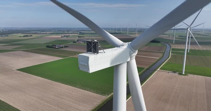Wint turbine, wind mill, clean green sustainable energy. Generation of electricity by wind power.