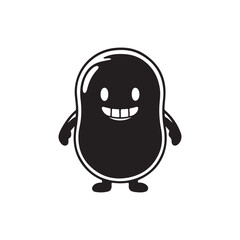 jellybean animal vector, silhouette design black and white style concept 