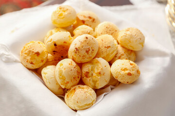 Cheese bread in a pretty decorated basket