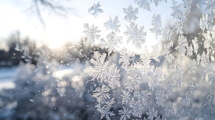Captivating Frost-Covered Glass with Intricate Icy Patterns