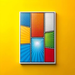 Colorful comic book panel design with various textures and patterns. perfect for adding a pop art feel to your projects.