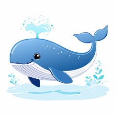 Naklejka premium Whale Cute Small Cartoon Baby Animal Character 