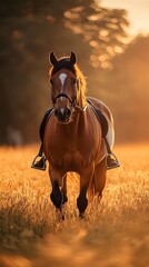 Naklejka premium Horse in Golden Field