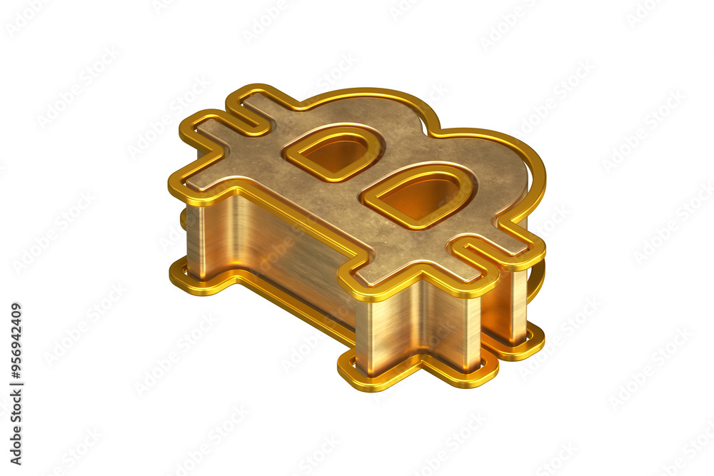 Aufkleber isometric 3d view of the bitcoin logo in gold. high quality 3d rendering graphic resource suitable f