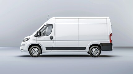 White Cargo Van on a Neutral Background