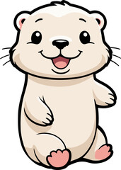 Naklejka premium Isolated cute baby white sea otter cartoon illustration png, character for children book, animal life, kids, activity book, baby shower, sticker, anime, nature, polar bear, fantasy, fun, drawing, art