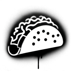 Taco graffiti stencil-art style,black and white, generative ai