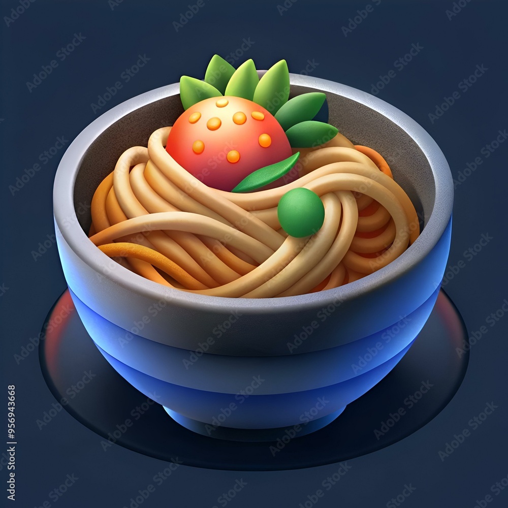 Aufkleber a playful 3d illustration of a bowl of noodles. perfect for adding a touch of fun to your app or web