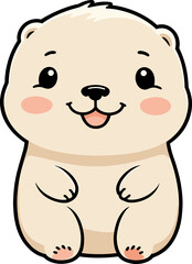 Obraz premium Isolated adorable baby polar bear sitting, animal cartoon character illustration svg for children book, kids, activity book, baby shower, sticker, anime, nature, fantasy, drawing, icon, design, art