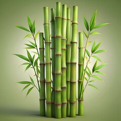 Naklejka premium A close up image of a cluster of vibrant green bamboo stalks. showcasing their natural beauty and growth.