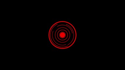 HUD arc audio equalizer a red loop animation,motion graphic on black colour background