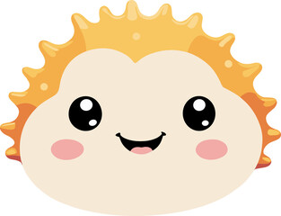 Obraz premium cute small urchin cartoon character illustration on transparent background svg, sea animal clipart for ocean life, aquatic, children book, kids, activity book, baby shower, aquarium, nature, sticker