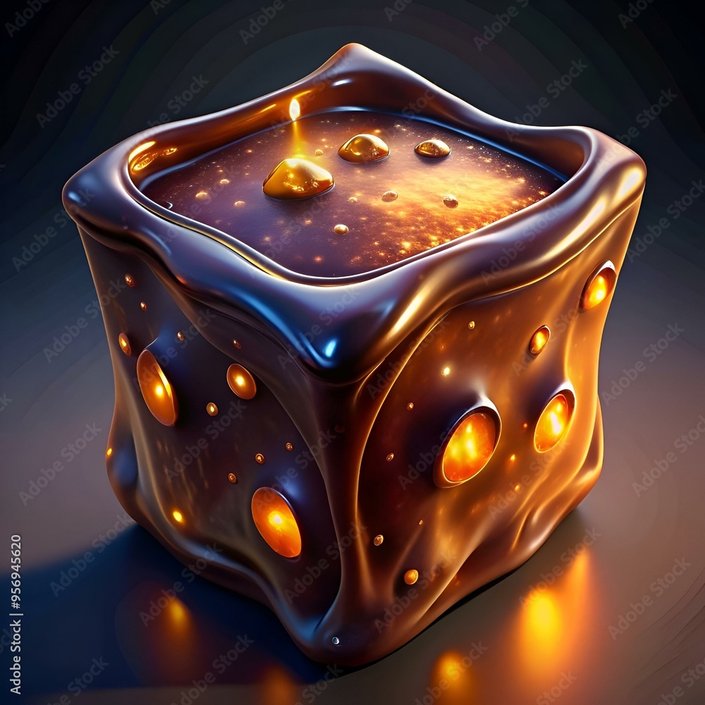 Aufkleber a mesmerizing 3d rendering of a cube shaped object with an abstract. organic texture.