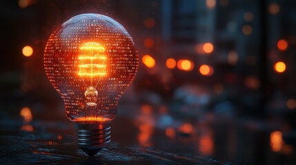 Digital Illumination: A Light Bulb Representing Innovation