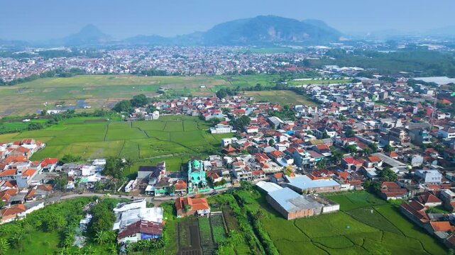 Established Aerial View of Bandung Skyline Panorama