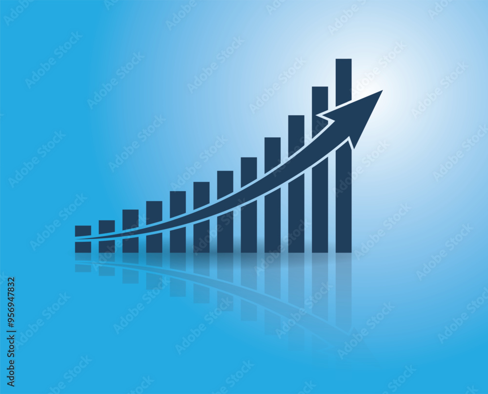 Poster graph with increase and growth report. diagram with rise and gain progress. vector