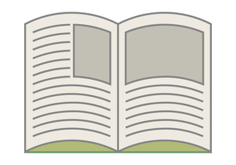 Libro de texto abierto de tapa verde