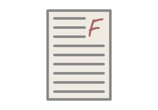 Examen con nota de suspenso roja