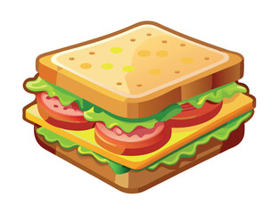 Delicious square sandwich with lettuce tomato and cheese being served for lunch-