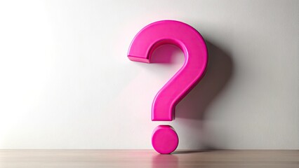 A bold, bright pink question mark symbol stands out against a crisp white background, inviting curiosity and sparking imagination in a playful, creative space.