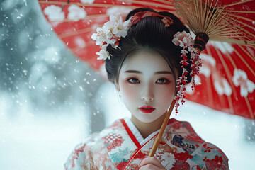 Traditional Japanese Woman in Cultural Attire - Authentic Cultural Photography