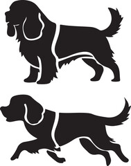 Cavalier King Charles Spaniel Dog Vector Silhouette Set
