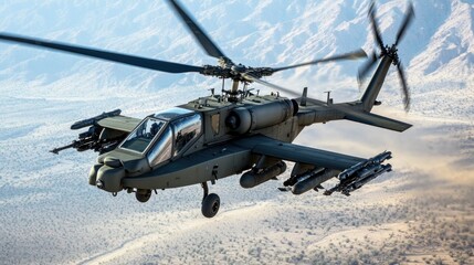 Naklejka premium Military Helicopter in Flight