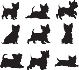 Yorkshire Terrier Dog Silhouette Collection