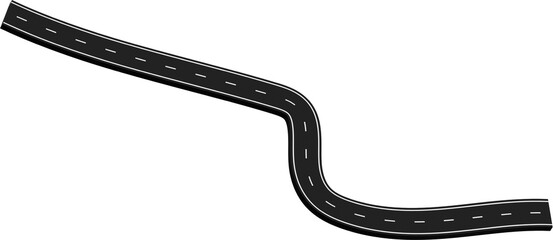 Curved road with white markings, route, street, highway © bebuntoon