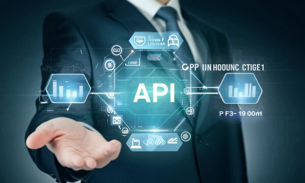 Person Holding Virtual API Concept in Hand