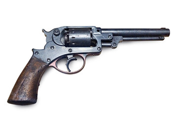 Pistol revolver isolated on white