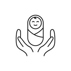 baby care icon. hand hold infant icon vector