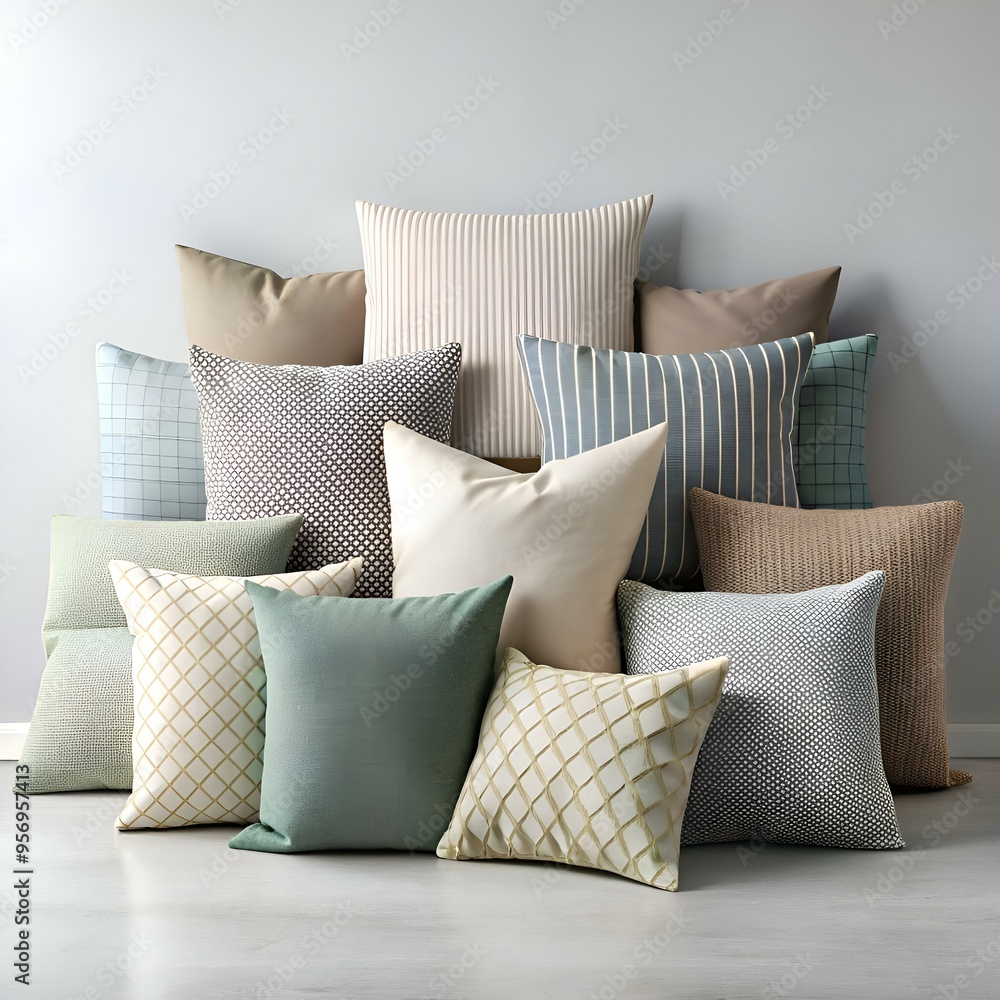 Poster a cozy and stylish collection of decorative pillows. perfect for adding a touch of warmth and comfor