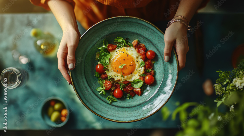 Canvas Prints fried egg & tomatoes.