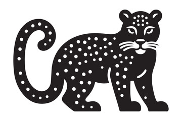 Leopard Outline Silhouette in Black Vector Art