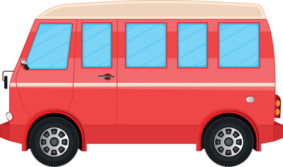 A red and cream van on white background