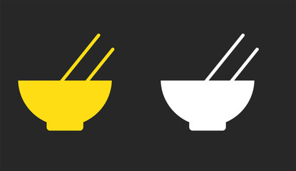 Bowl icon set collection in black design. Containing rice in bowl, hot soup icon.