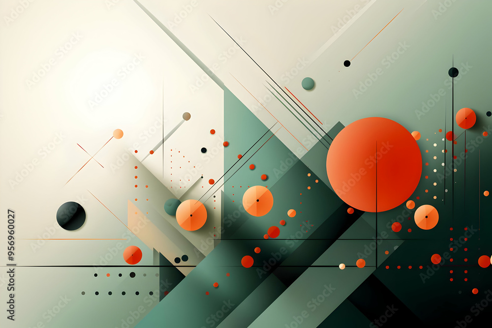 Poster abstract geometric background with circles and lines